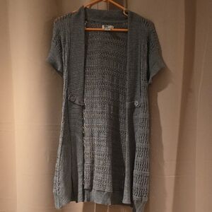 SO Women's Gray Short Sleeve Cardigan